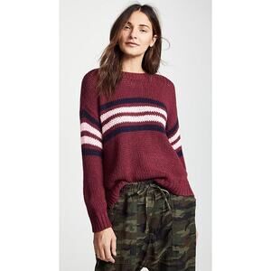 Xirena Apres Ski St. Moritz Burgundy Sweater Size XS Alpaca Blue Pink Stripes